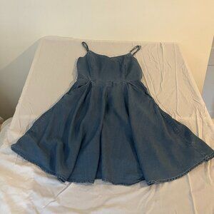 LC Lauren Conrad Denim Fit & Flare Mini Dress - Back Cutout - Small (S)